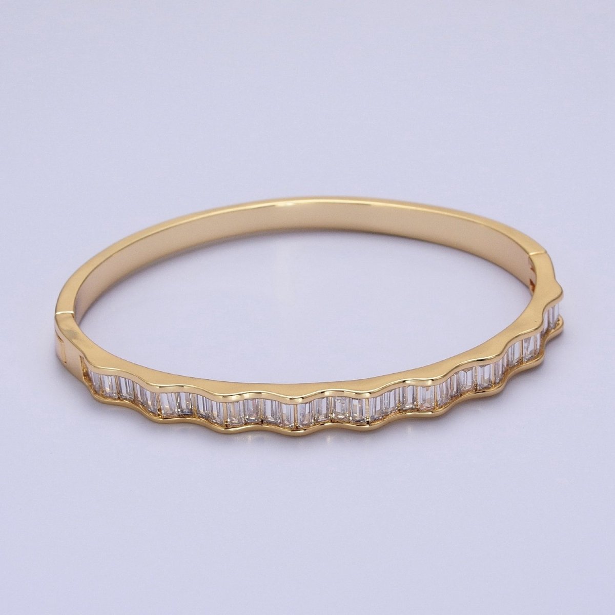 24k Gold Filled Baguette Geometric Wavy Silver / Gold Bangle Bracelet | WA-1299 WA-1346 WA-1347 Clearance Pricing - DLUXCA