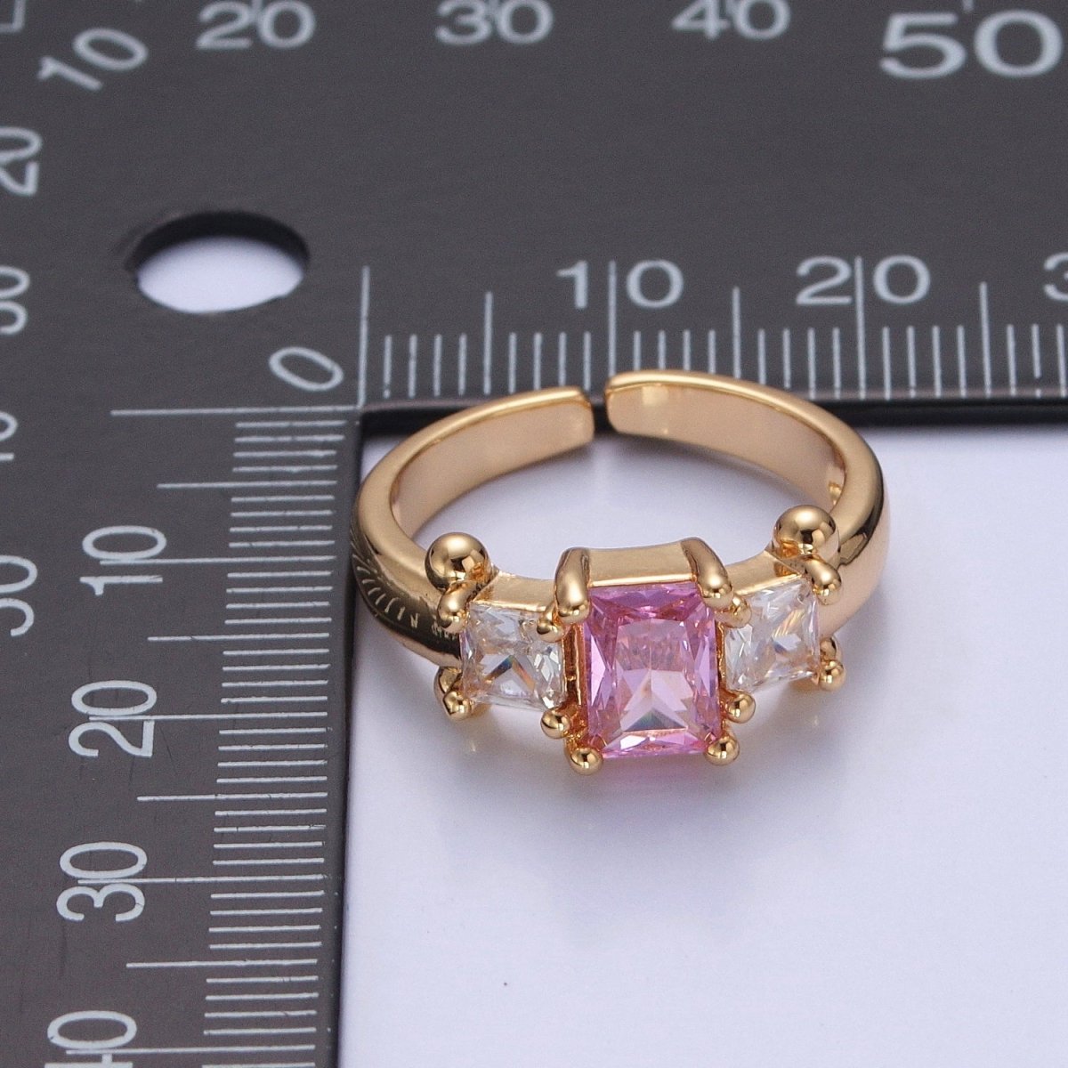 24K Gold Filled Baguette Square Cubic Zirconia CZ Promise Ring O-2272 O-2273 O-2274 O-2275 - DLUXCA