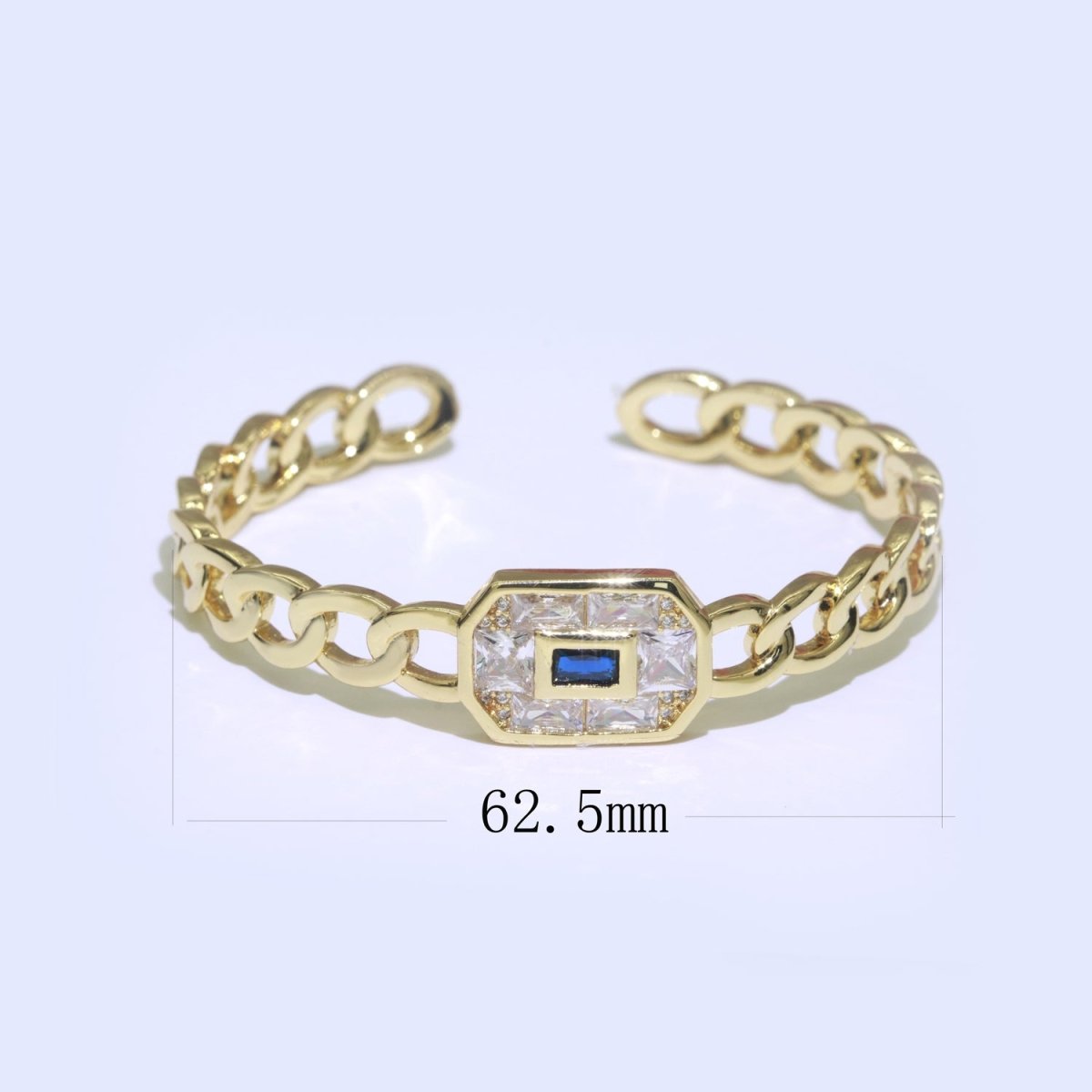 24K Gold Filled Bangle Bracelet Micro Pave Open Adjustable Curb Chain Link Bracelet Wholesale Stacking Bracelet Fashion Jewelry | WA-040 WA-041 WA-042 Clearance Pricing - DLUXCA