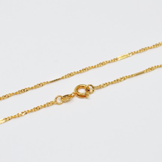 24K Gold Filled Bar and Link Chain Necklace For Jewelry Making Supplies, 18 Inch, Dainty 1.5mm Singapore Necklace w/ Spring Ring | CN-992 Clearance Pricing - DLUXCA