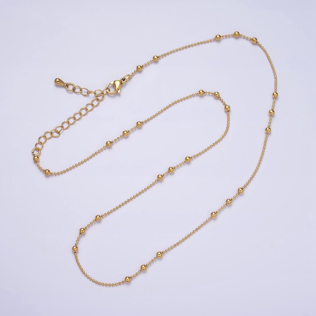 24k Gold Filled Beaded Satellite Chain Gold Filled Silver Chain Simple Everyday Layering Necklace 15.75 Inch | WA-1855 WA-1856 Clearance Pricing - DLUXCA