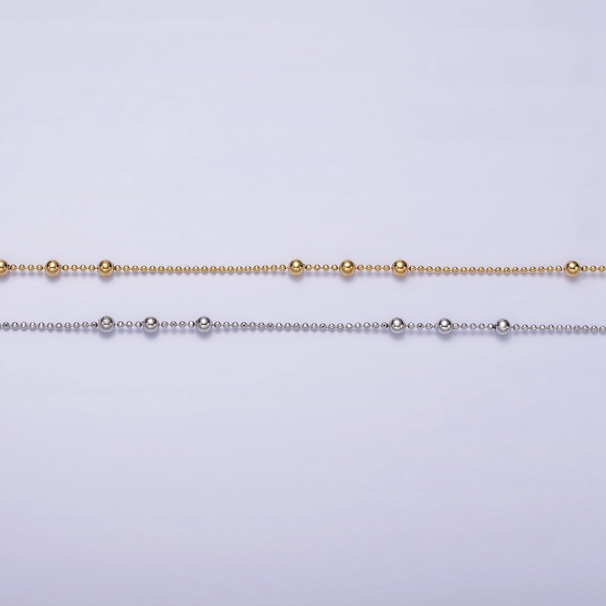 24k Gold Filled Beaded Satellite Chain Gold Filled Silver Chain Simple Everyday Layering Necklace 15.75 Inch | WA-1855 WA-1856 Clearance Pricing - DLUXCA