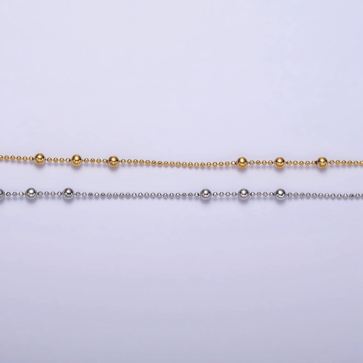 24k Gold Filled Beaded Satellite Chain Gold Filled Silver Chain Simple Everyday Layering Necklace 18 Inch | WA-1853 WA-1854 Clearance Pricing - DLUXCA