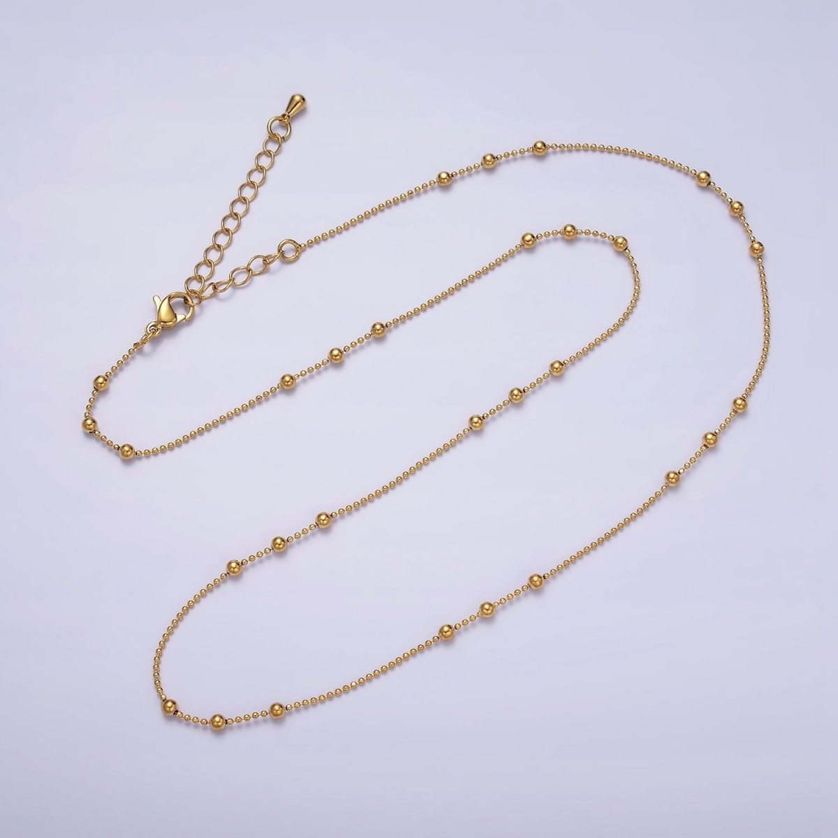 24k Gold Filled Beaded Satellite Chain Gold Filled Silver Chain Simple Everyday Layering Necklace 18 Inch | WA-1853 WA-1854 Clearance Pricing - DLUXCA