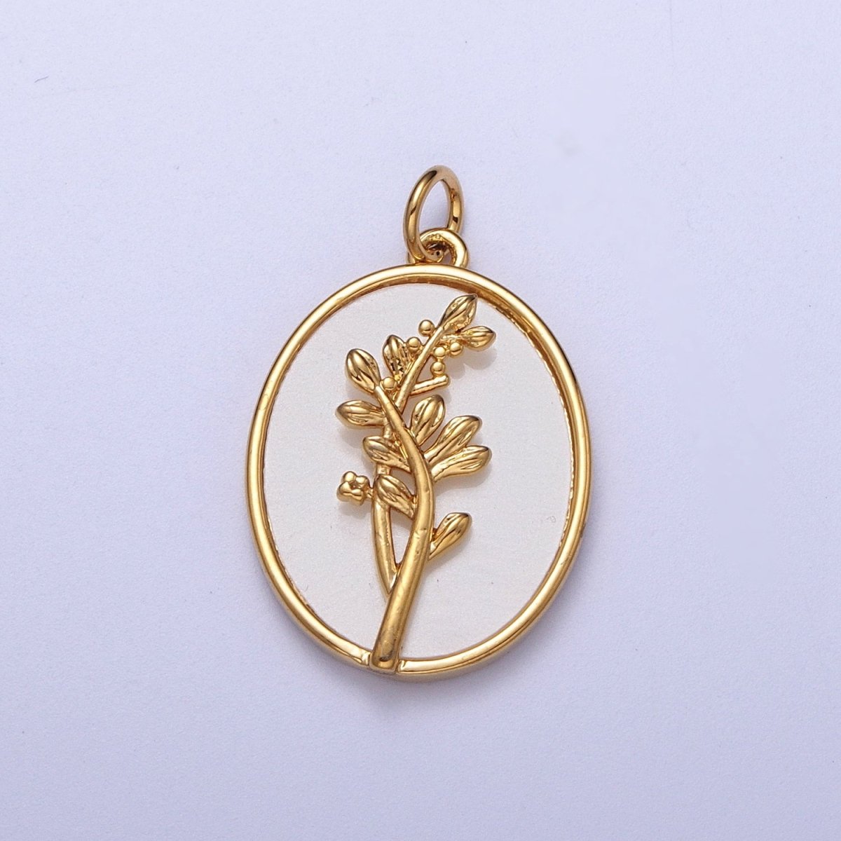 24K Gold Filled Birth Flower Personalized Oval Shell Pearl Charm | D-582 D-605 D-606 D-616 D-619 D-661 D-706 D-765 D-784 D-791 D-888 D-897 - DLUXCA