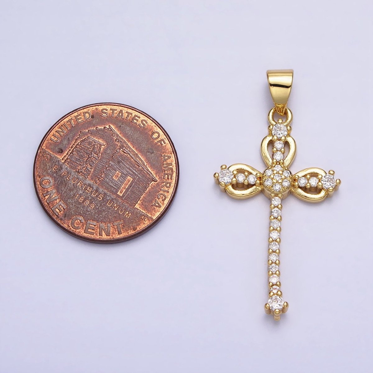 24K Gold Filled Black, Clear Micro Paved CZ Religious Cross Pendant | AA210 AA211 - DLUXCA