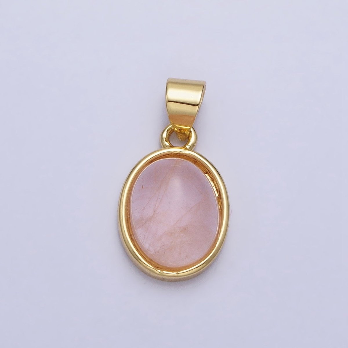 24K Gold Filled Blue Agate, Rose Quartz, Amethyst, Amazonite, Aventurine Oval Pendant | AA185 - AA188 AA194 - DLUXCA