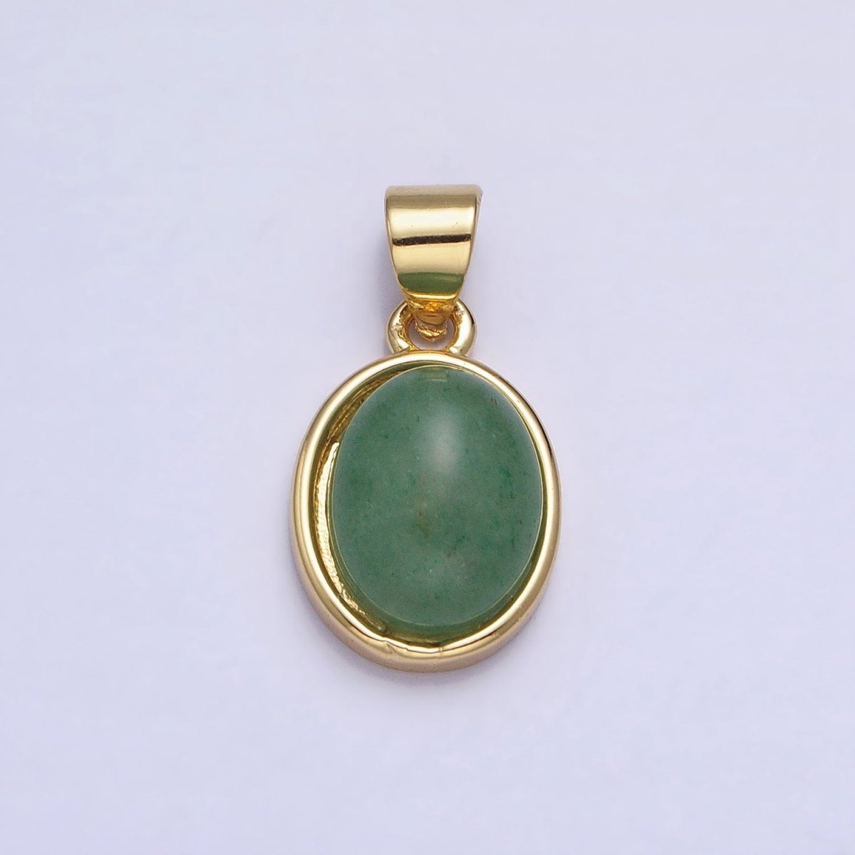 24K Gold Filled Blue Agate, Rose Quartz, Amethyst, Amazonite, Aventurine Oval Pendant | AA185 - AA188 AA194 - DLUXCA