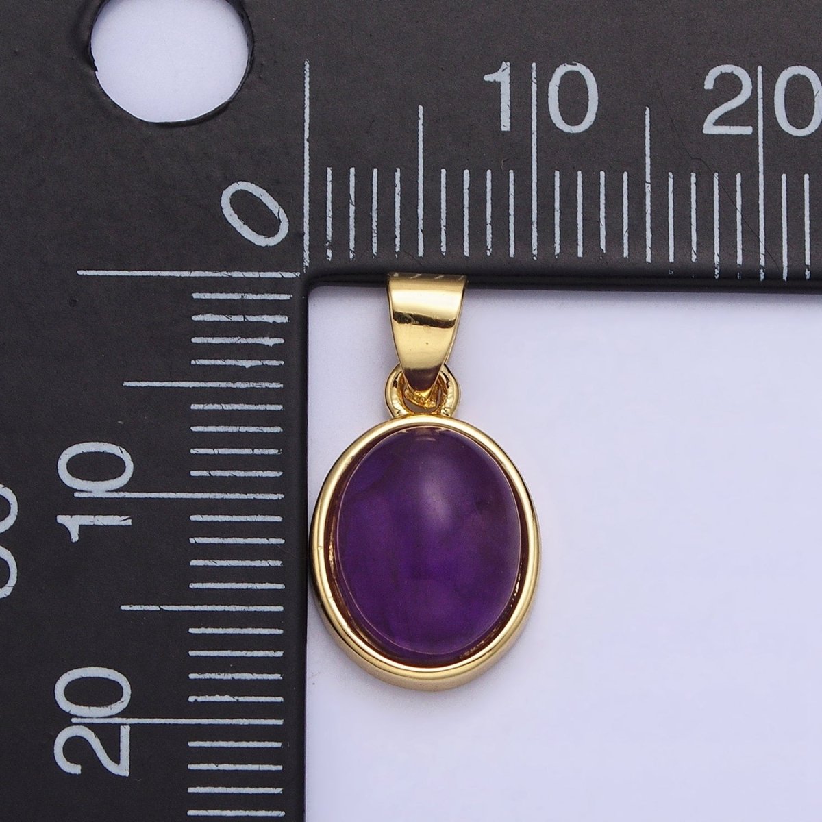 24K Gold Filled Blue Agate, Rose Quartz, Amethyst, Amazonite, Aventurine Oval Pendant | AA185 - AA188 AA194 - DLUXCA