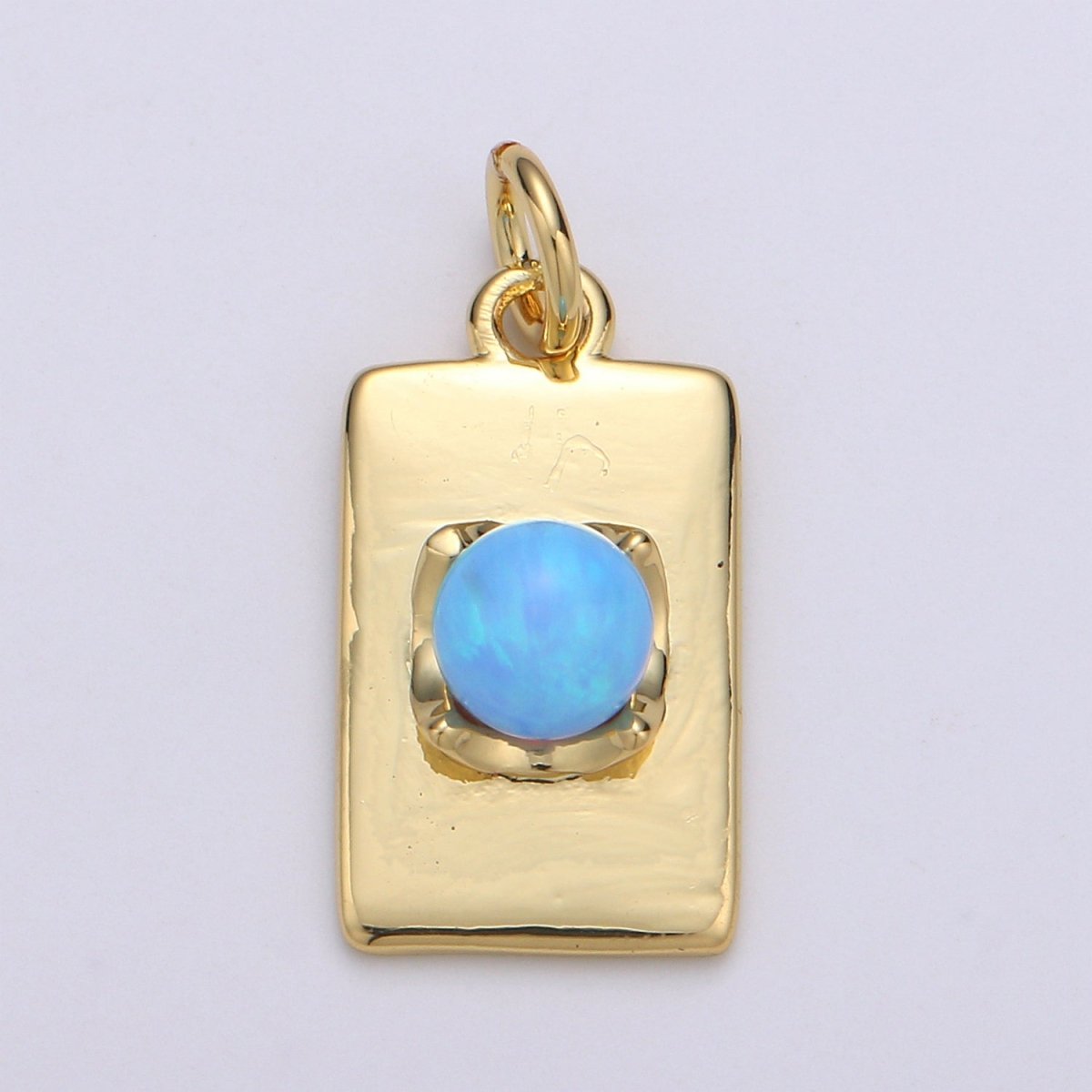 24K Gold Filled Blue Crystal Rectangle Charm E-016 - DLUXCA