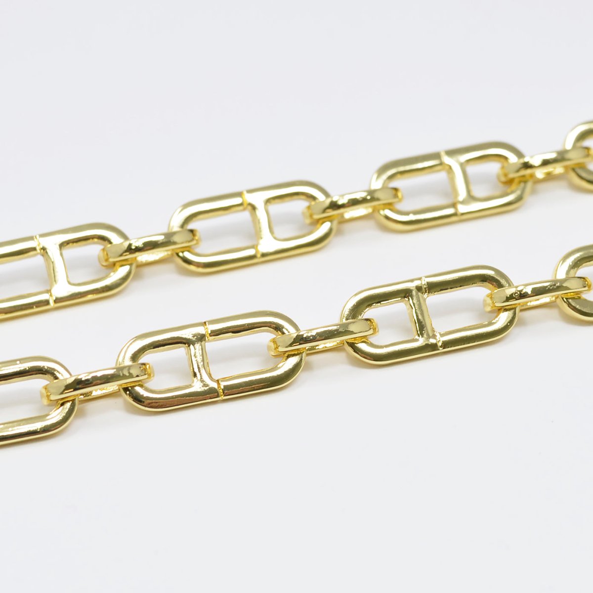 24K Gold Filled, Bold Anchor Unique Chain by Yard, Wholesale Unfinished Roll Chain For Jewelry Making, For Necklace Bracelet Anklet Component Supply | ROLL-454 Clearance Pricing - DLUXCA