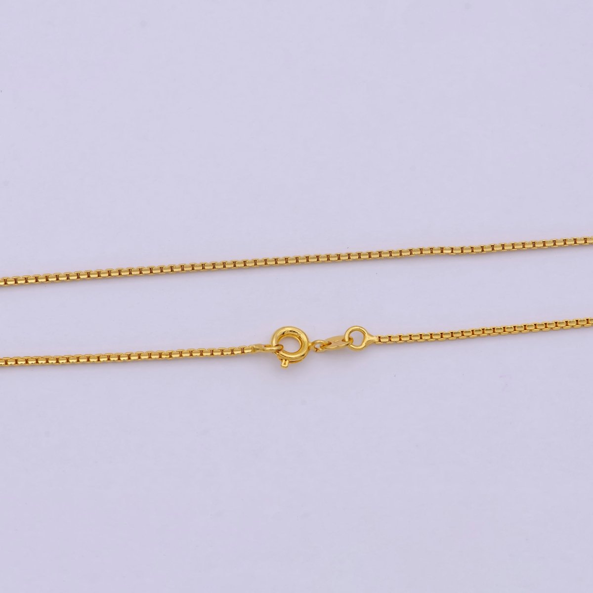 24k Gold Filled Box Chain Necklace, 18 Inch, 1mm Gold Chain, Box Link Chain For Women Men | WA-530 Clearance Pricing - DLUXCA