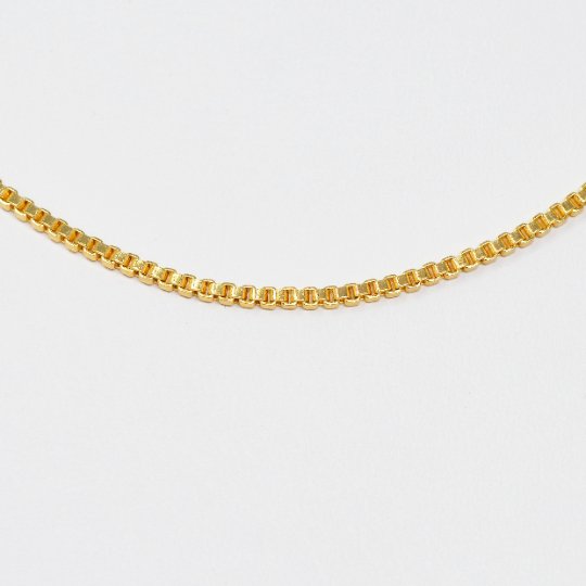 24K Gold Filled Box Chain Necklace, Dainty 1.5mm Box Chain, 19.9 inches Box Necklace w/ Spring Rings | CN-994 Clearance Pricing - DLUXCA
