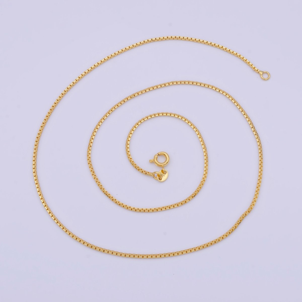 24k Gold Filled Box Chain Necklace Dainty Box Chain Necklace, 1mm Link Chain Necklace, Box Chain Ready to Wear Necklace | WA-1132 Clearance Pricing - DLUXCA