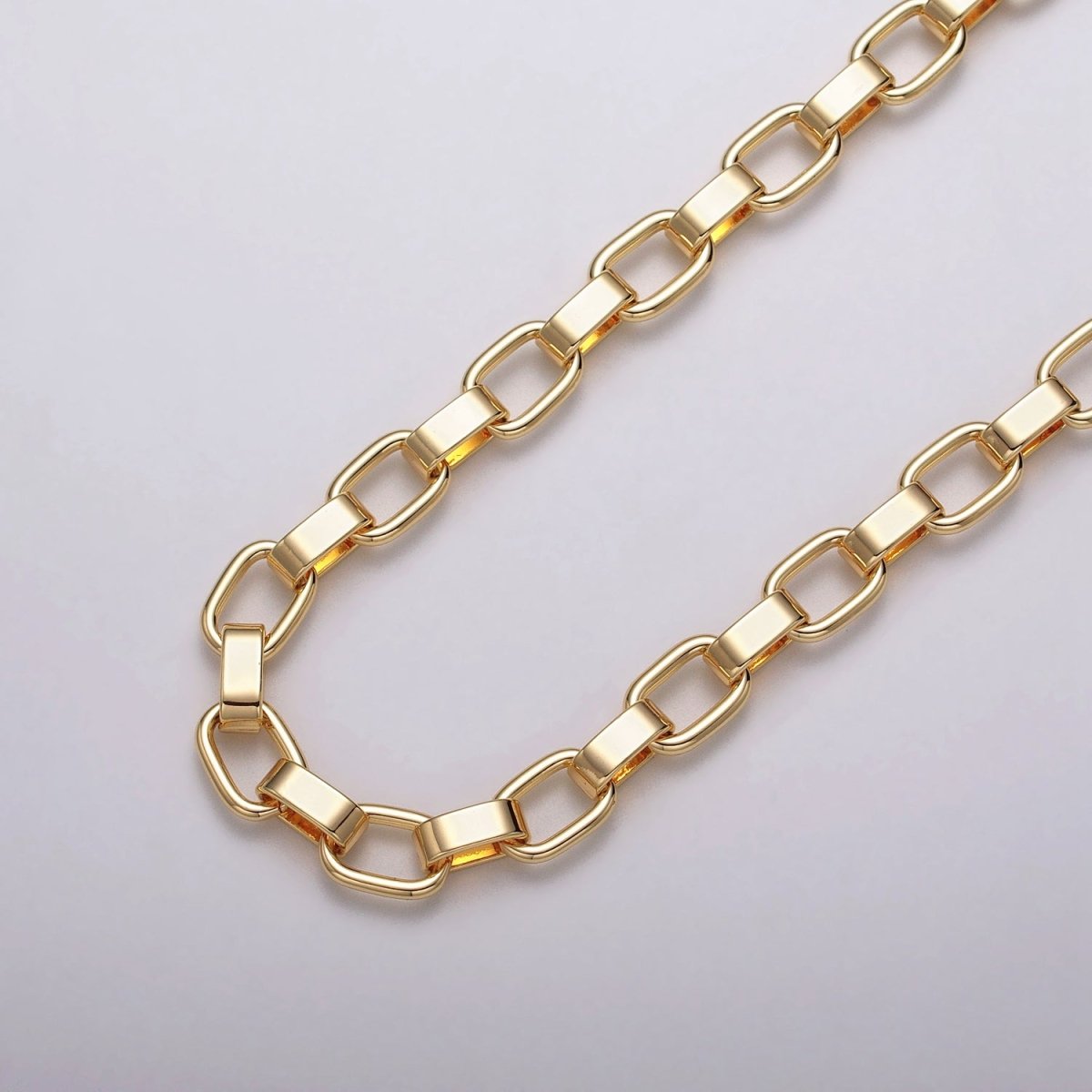 24k Gold Filled Boxy Cable Wide Link Unfinished Yard 9mm Chain in Gold & Silver | ROLL-1116 ROLL-1200 Clearance Pricing - DLUXCA
