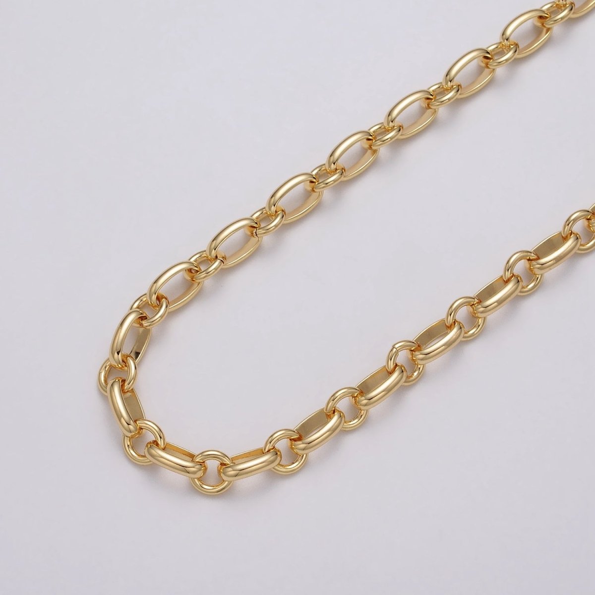 24k Gold Filled Cable Rolo Link Unfinished 7mm Chain by Yard in Gold & Silver | ROLL-1120 ROLL-1206 Clearance Pricing - DLUXCA
