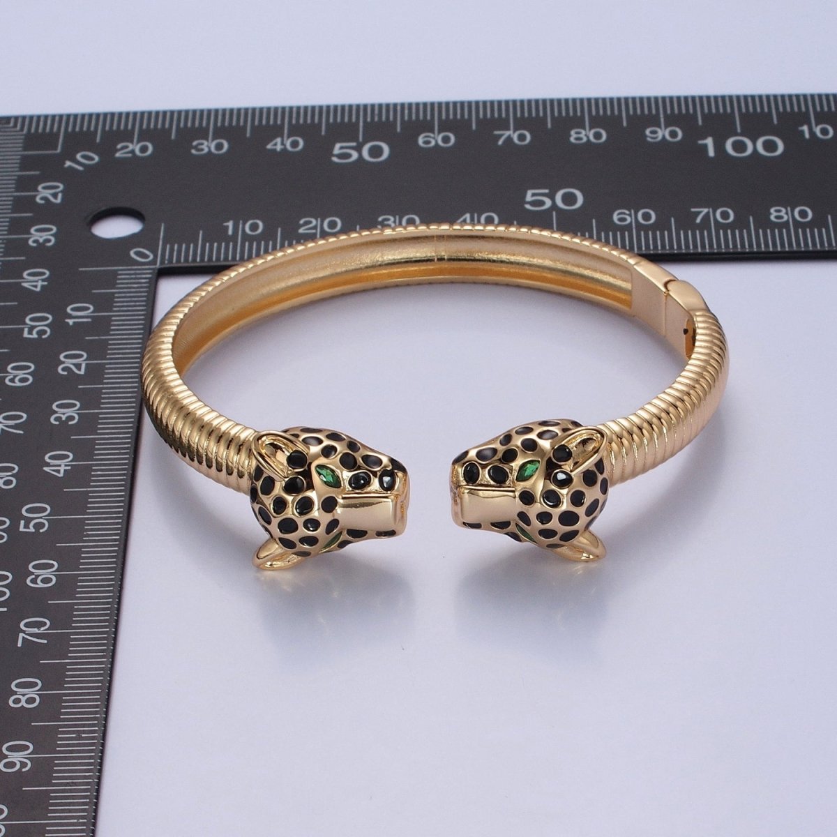 24K Gold Filled Cat Cheetah Bangle Bracelet in silver & gold | WA-990 WA-991 Clearance Pricing - DLUXCA
