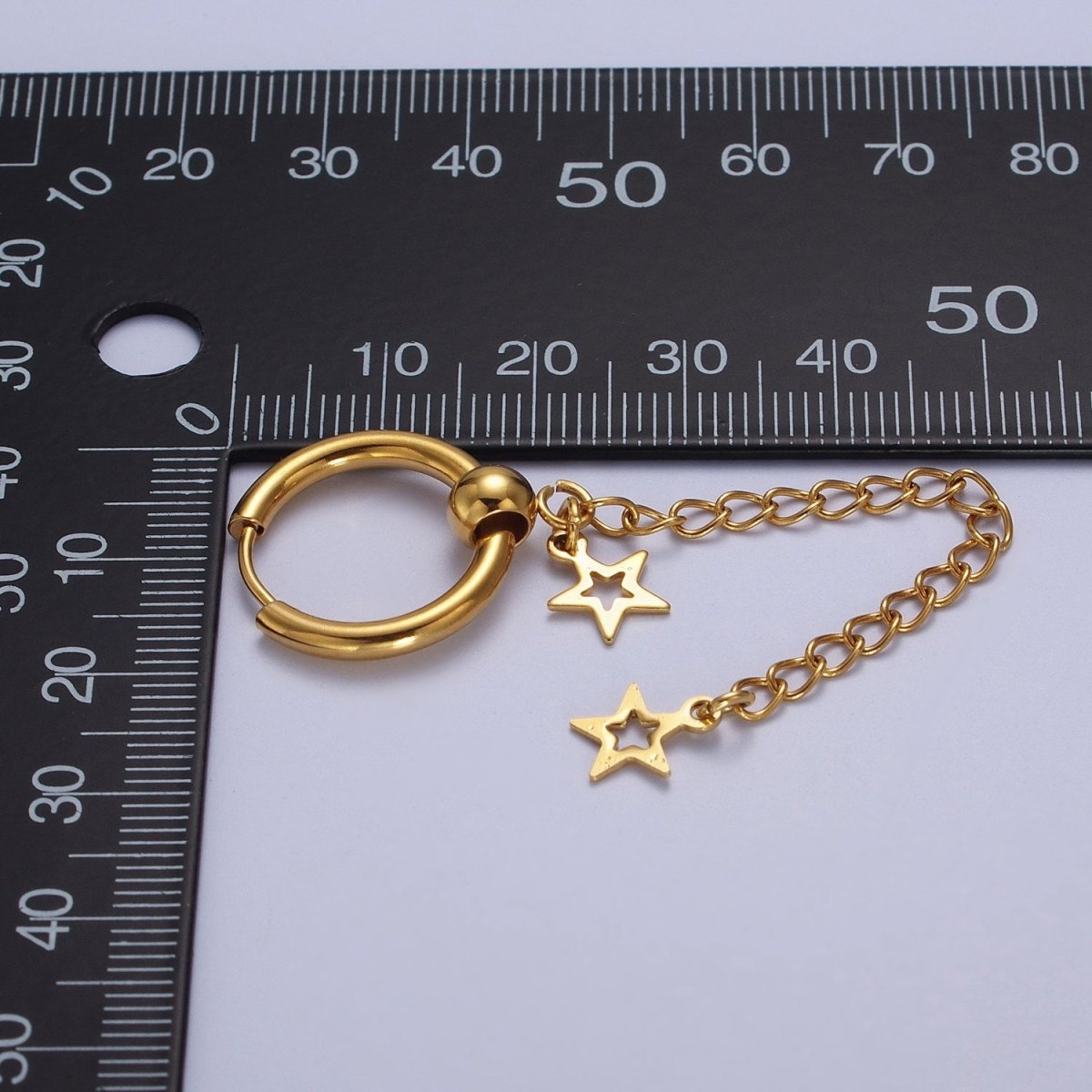 24K Gold Filled Celestial Star Chain Drop Huggie Drop Earrings | Y-179 - DLUXCA