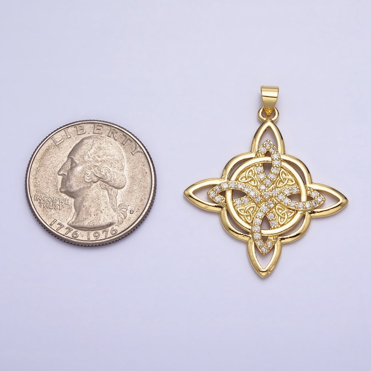 24K Gold Filled Celtic Woven Necklace Pendant Celtic Knot Charm AA260 - DLUXCA