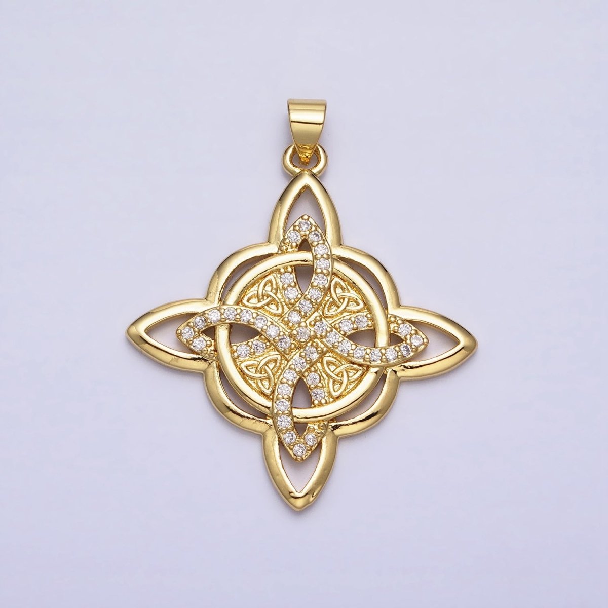 24K Gold Filled Celtic Woven Necklace Pendant Celtic Knot Charm AA260 - DLUXCA