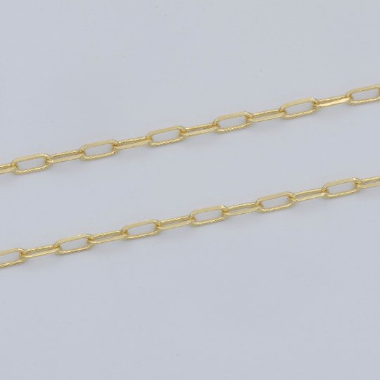 24K Gold Filled Chain by Yard 2.2mmx5.4mm Delicate Elongated Flat Link Rectangle Cable Chain PAPECLIP chain | ROLL-470 Clearance Pricing Overstock - DLUXCA