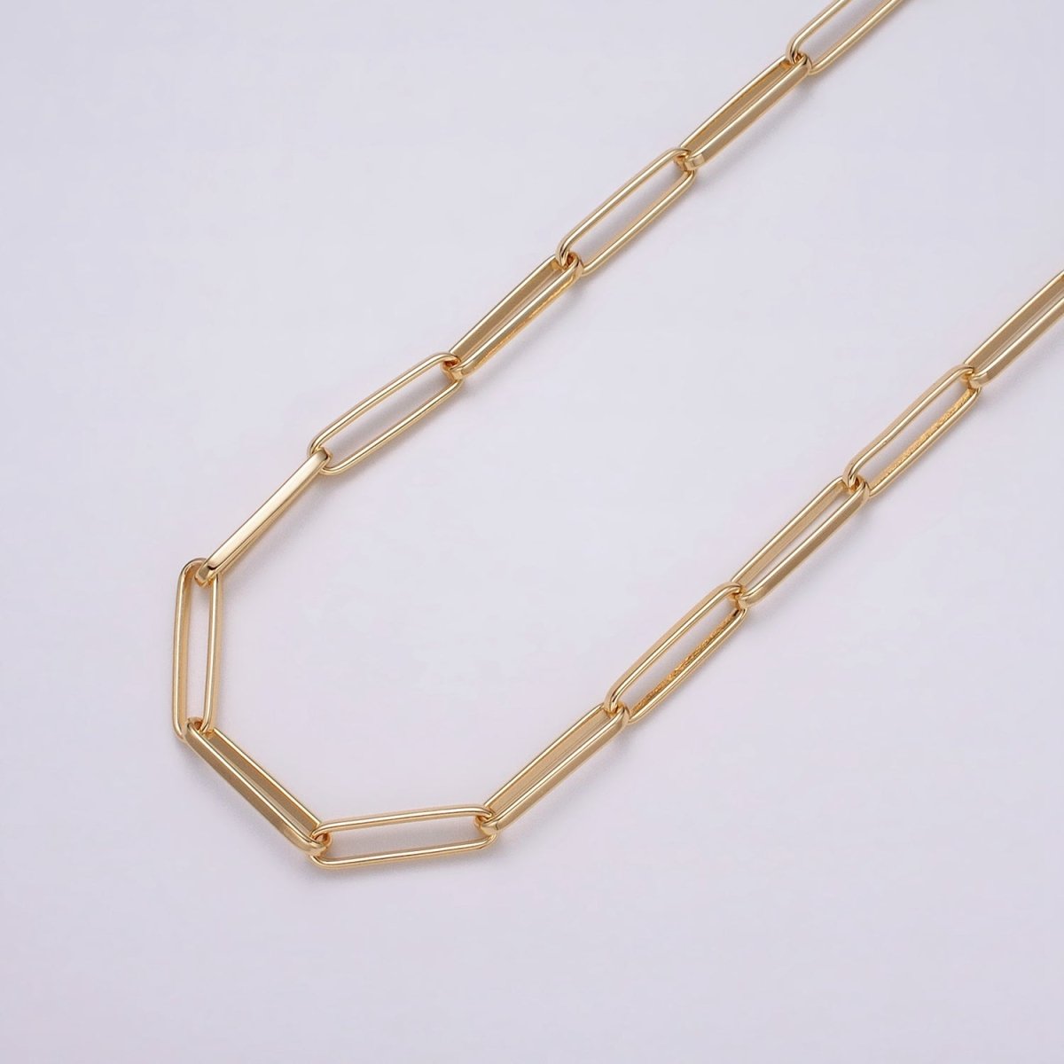 24k Gold Filled Chain by Yard Slim PaperClip Chain Unfinished Chain Wholesale Elongated Oval Link Chain | ROLL-1285 ROLL-1286 Clearance Pricing - DLUXCA