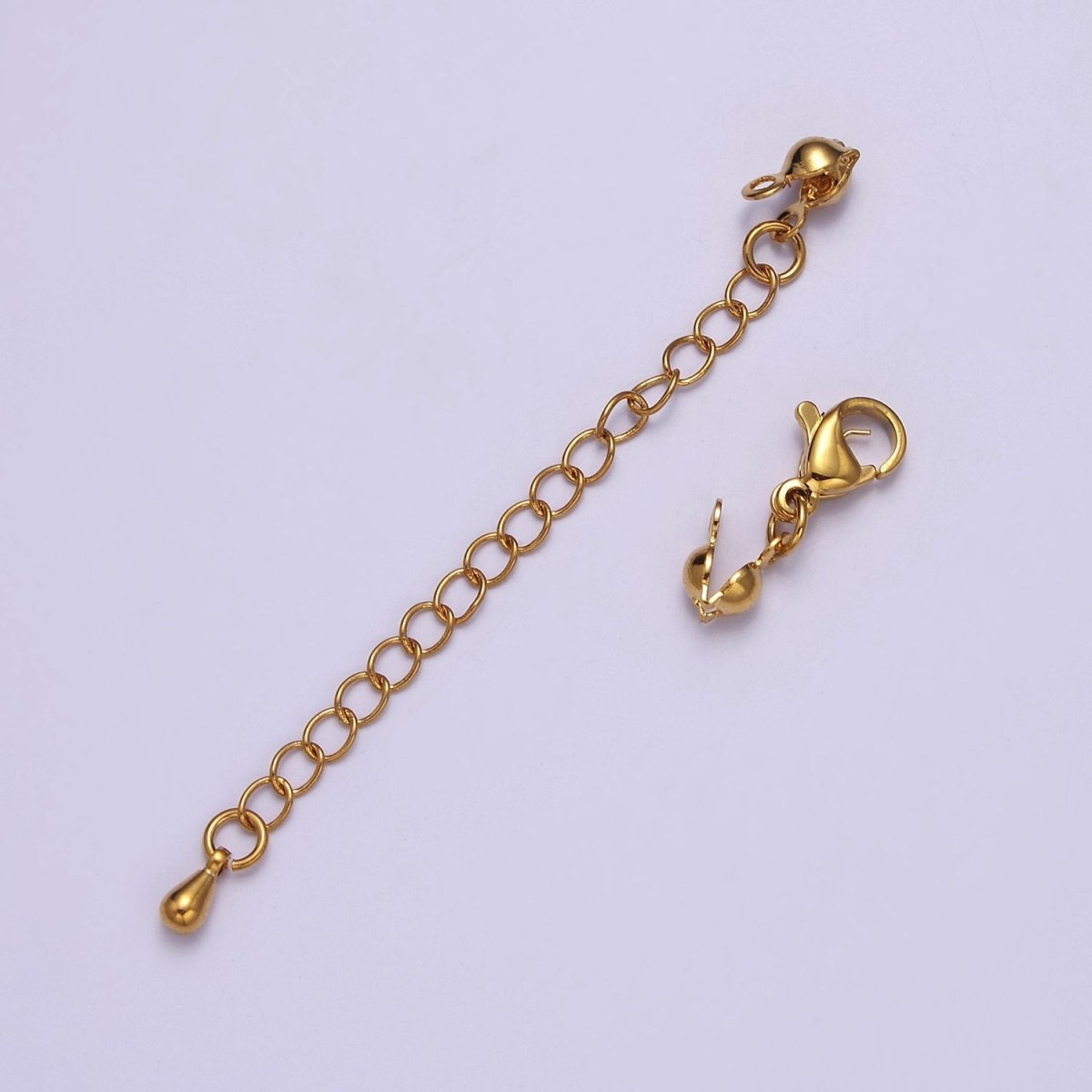 24K Gold Filled Chain Extender & Lobster Clasps Closure & Clamshell Crimp Knot Cover Jewelry Supply Set L-721 - DLUXCA