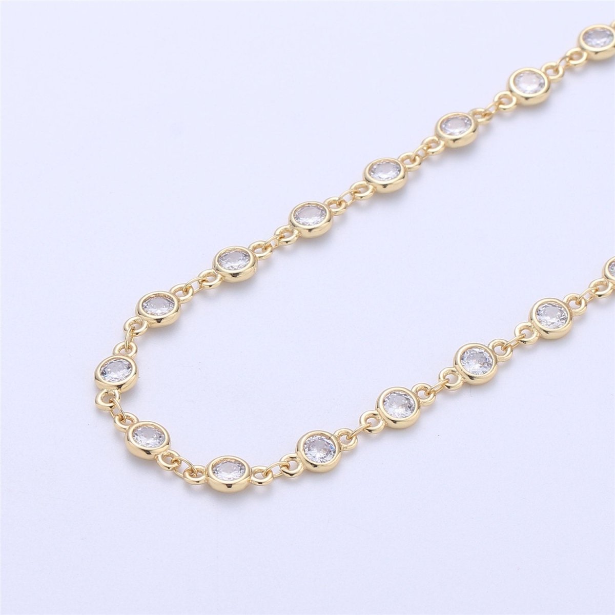 24K Gold Filled Chain Round CZ Chain by Yard, Bulk Chain by Yard, Cubic Chain, Tiny CZ Chain, Ideal for Lariet Long Necklace, DESIGNED Chain Component Supply | ROLL-041, ROLL-047 Clearance Pricing - DLUXCA