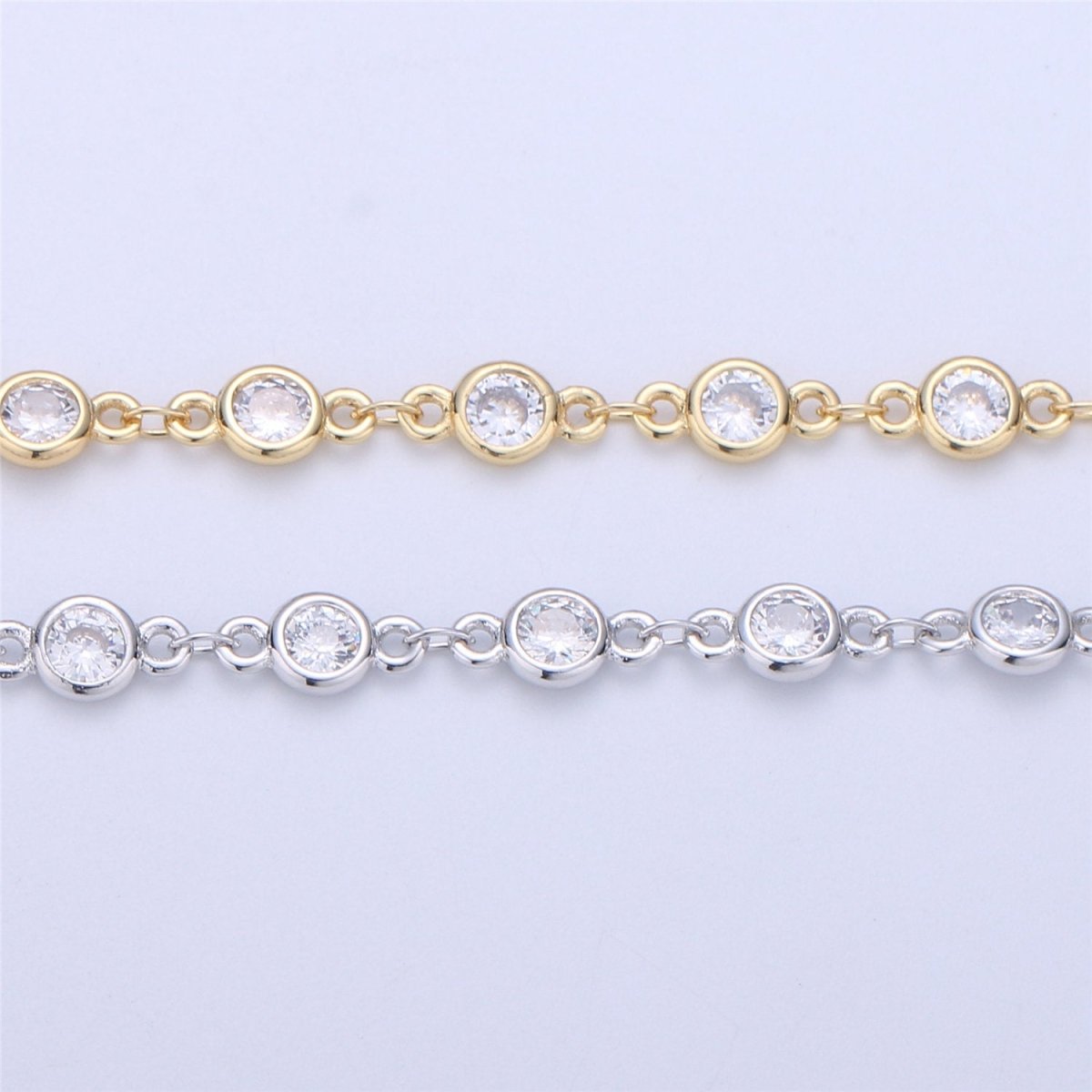 24K Gold Filled Chain Round CZ Chain by Yard, Bulk Chain by Yard, Cubic Chain, Tiny CZ Chain, Ideal for Lariet Long Necklace, DESIGNED Chain Component Supply | ROLL-041, ROLL-047 Clearance Pricing - DLUXCA