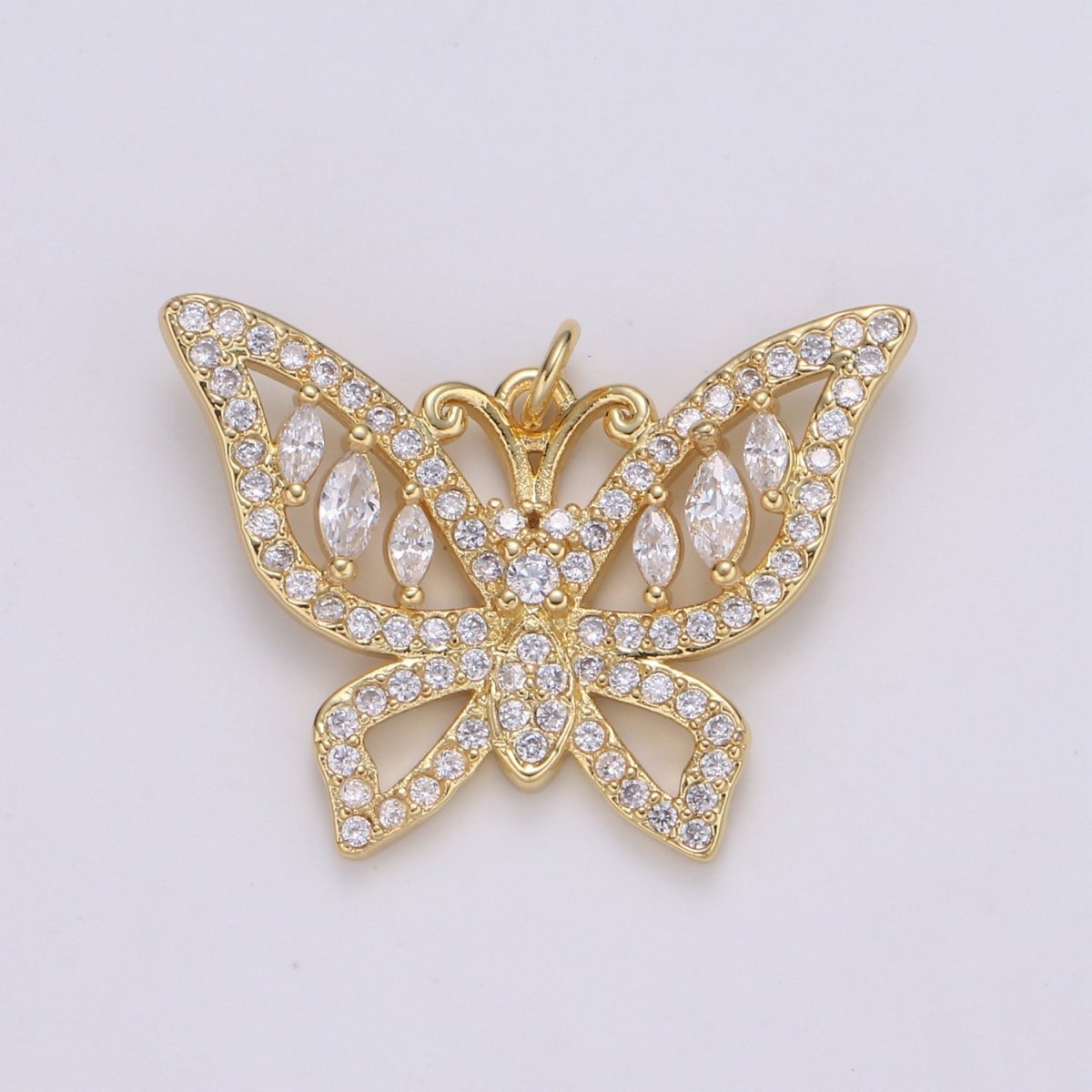24k Gold Filled Charm Dainty Micro Pave Butterfly Charm Gold Animal Jewelry Inspired Cubic Mariposa Butterfly pendant for Necklace Bracelet E-134 - DLUXCA