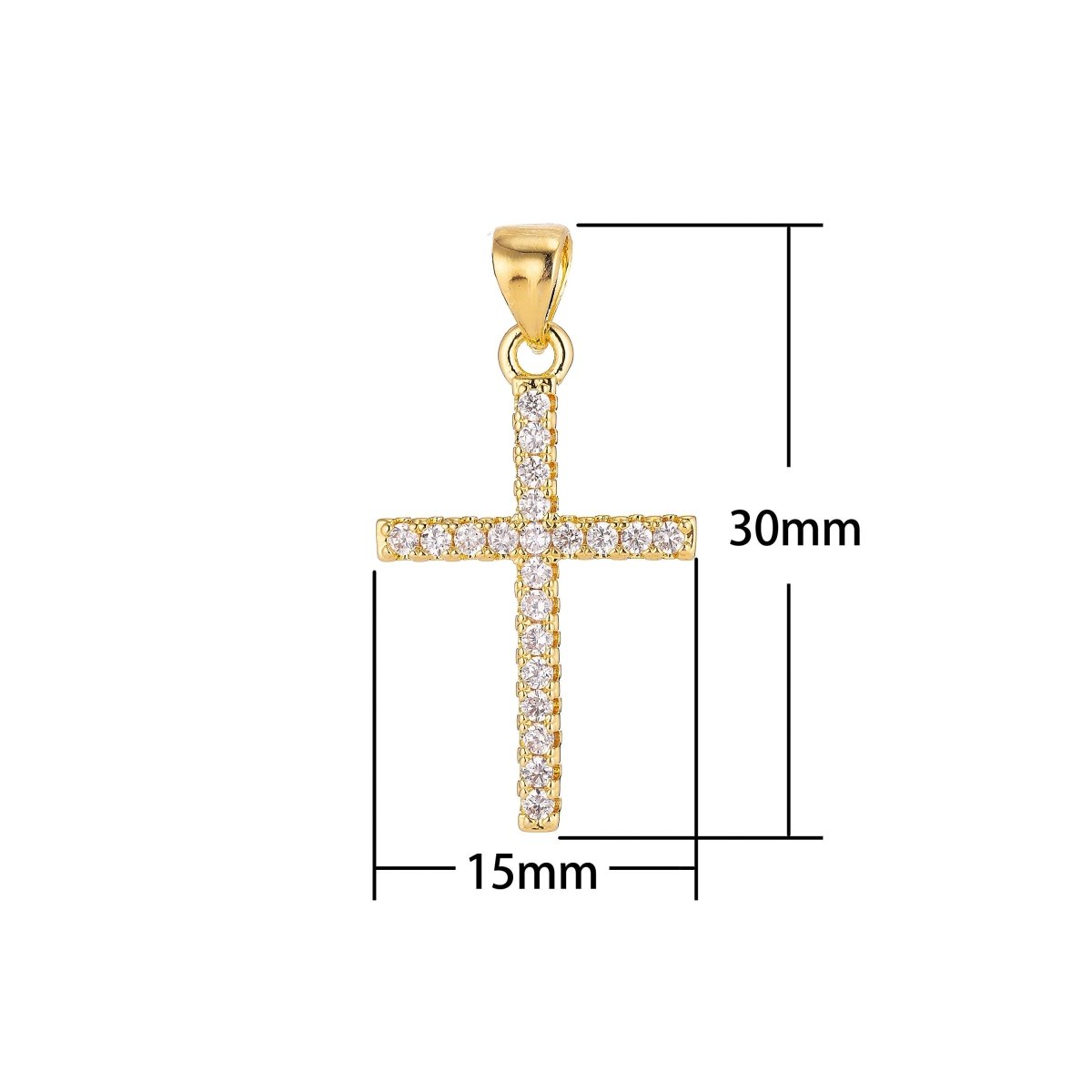 24K Gold Filled Christian Minimalist Simple Cross Jesus Cubic Zirconia Necklace Pendant Bracelet Earring Charm Bails for Jewelry Making AA-760 H-054 H-247 - DLUXCA