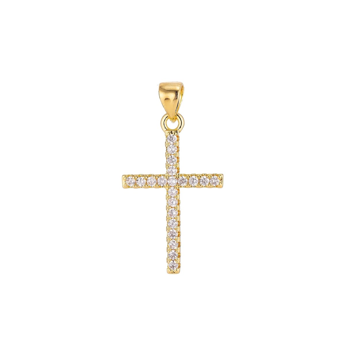 24K Gold Filled Christian Minimalist Simple Cross Jesus Cubic Zirconia Necklace Pendant Bracelet Earring Charm Bails for Jewelry Making AA-760 H-054 H-247 - DLUXCA