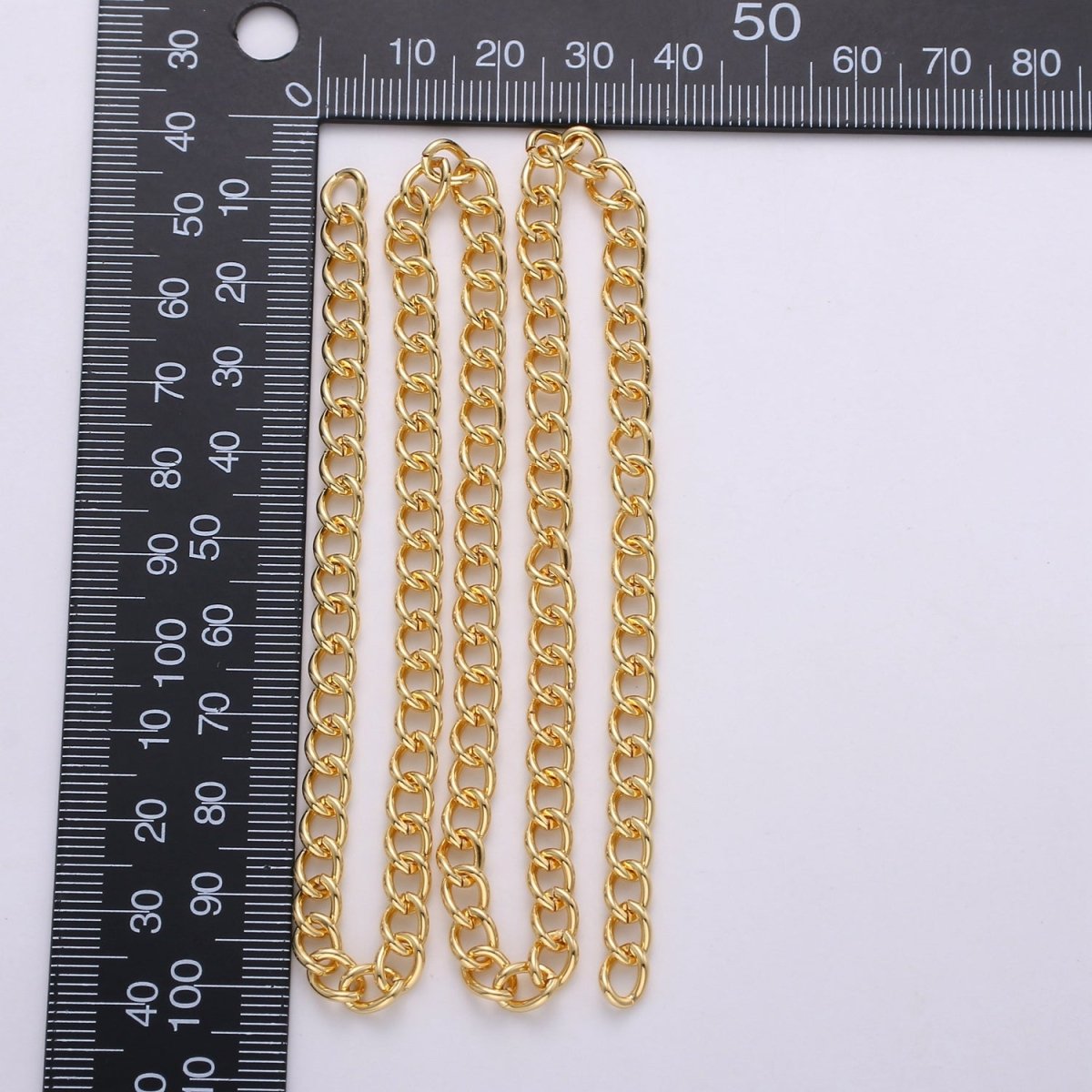 24K Gold Filled Chunky Curb Chain by Yard, Cuban Curb Chain by Yard, Wholesale bulk Roll Chain for Jewelry Making Width 5mm | ROLL-282 Clearance Pricing - DLUXCA