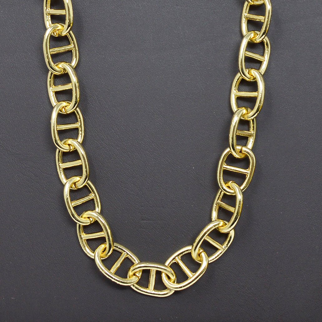 24k Gold Filled Chunky Statement Thick Bold Mariner Anchor Chain by Yard, Wholesale Bulk Roll Chain For Jewelry Making, 13.6X18.4mm Anchor Chain Unfinished Chain For Necklace Bracelet Anklet Component Supply | ROLL-451 Clearance Pricing - DLUXCA