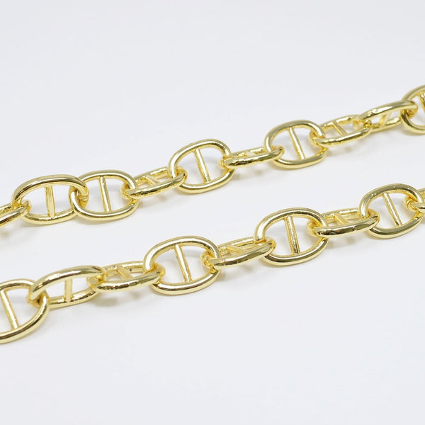 24k Gold Filled Chunky Statement Thick Bold Mariner Anchor Chain by Yard Wholesale Bulk Roll Chain For Jewelry Making 13.6X18.4mm Anchor Chain Unfinished Chain For Necklace Bracelet Anklet Component S...