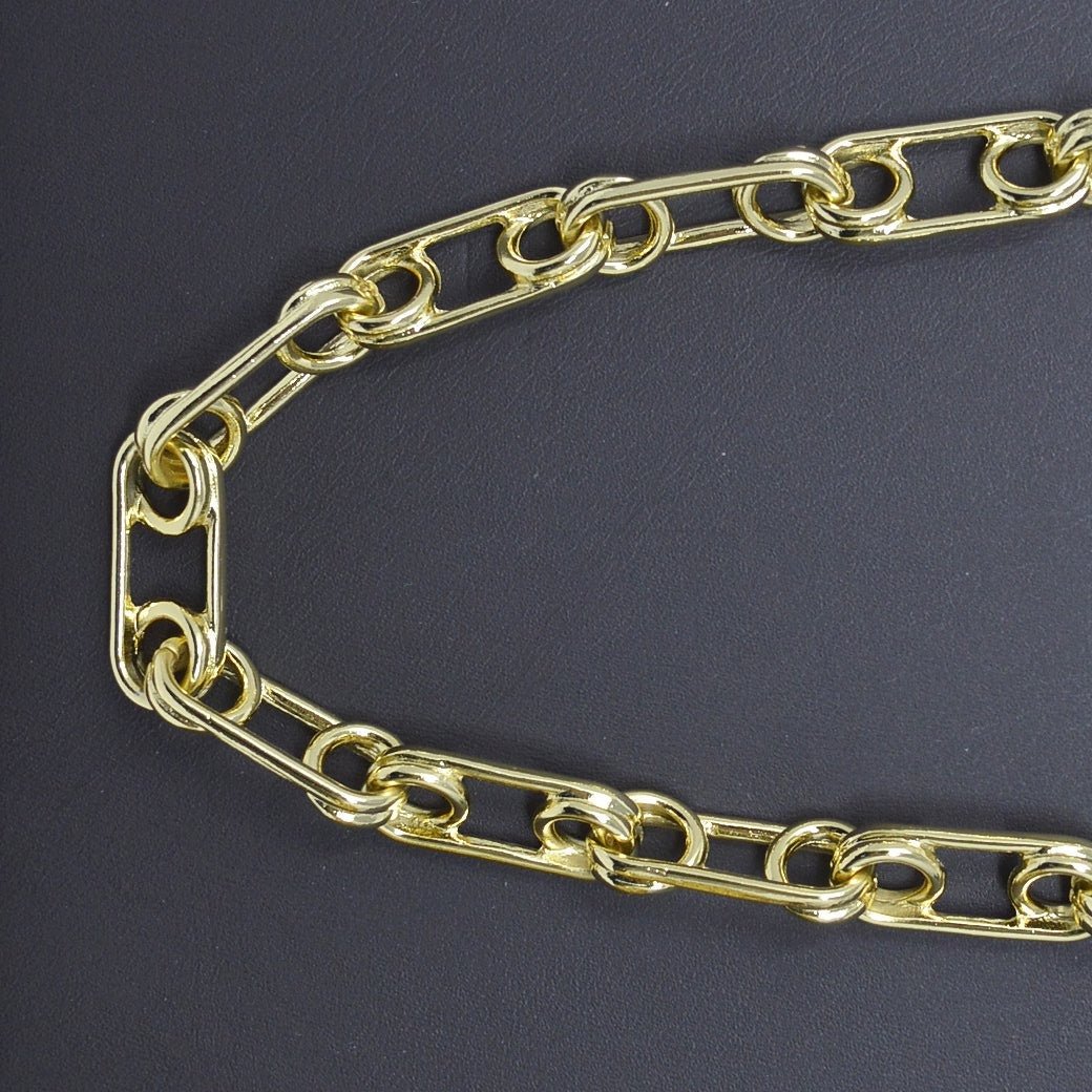 24K Gold Filled Chunky Unique Statement Roll Chain By Yard For Jewelry Making | ROLL-452 Clearance Pricing - DLUXCA