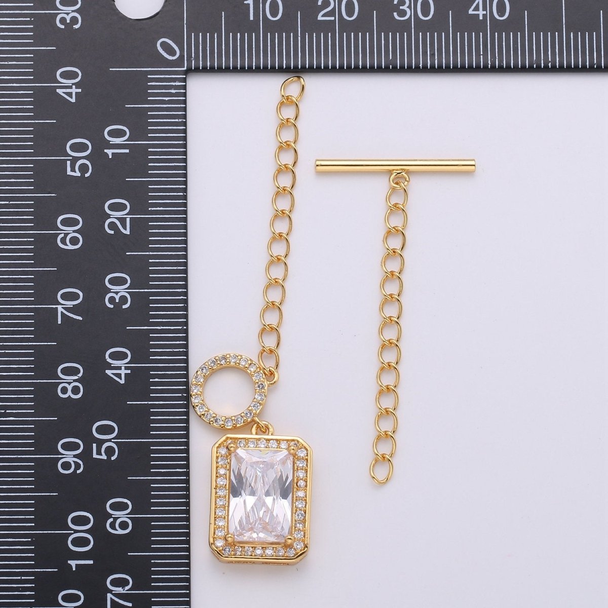 24k gold filled clasps, push in closure clasp jewelry findings for necklace Bracelet making supply Square Diamond Micro Pave Clasp K-448 K-449 - DLUXCA