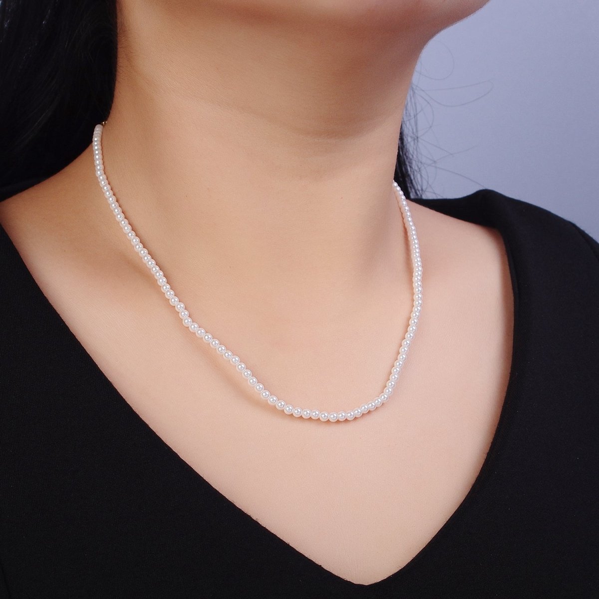 24k Gold Filled Classic Pearl Necklace 16.5 inch Bridal Necklace with Adjustable 2" Extender Chain | WA-1558 Clearance Pricing - DLUXCA