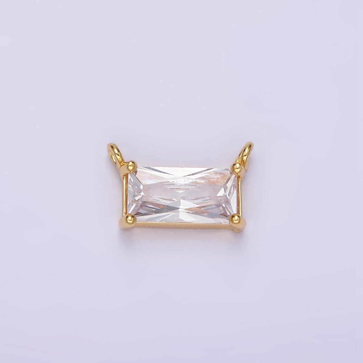 24K Gold Filled Clear Baguette CZ Bezel Connector | G797 - DLUXCA