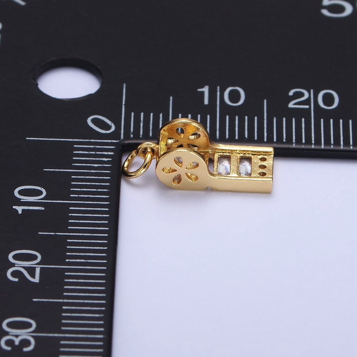 24K Gold Filled Clear Baguette Whistle Flower Add-On Charm in Gold & Silver | AG582 - DLUXCA