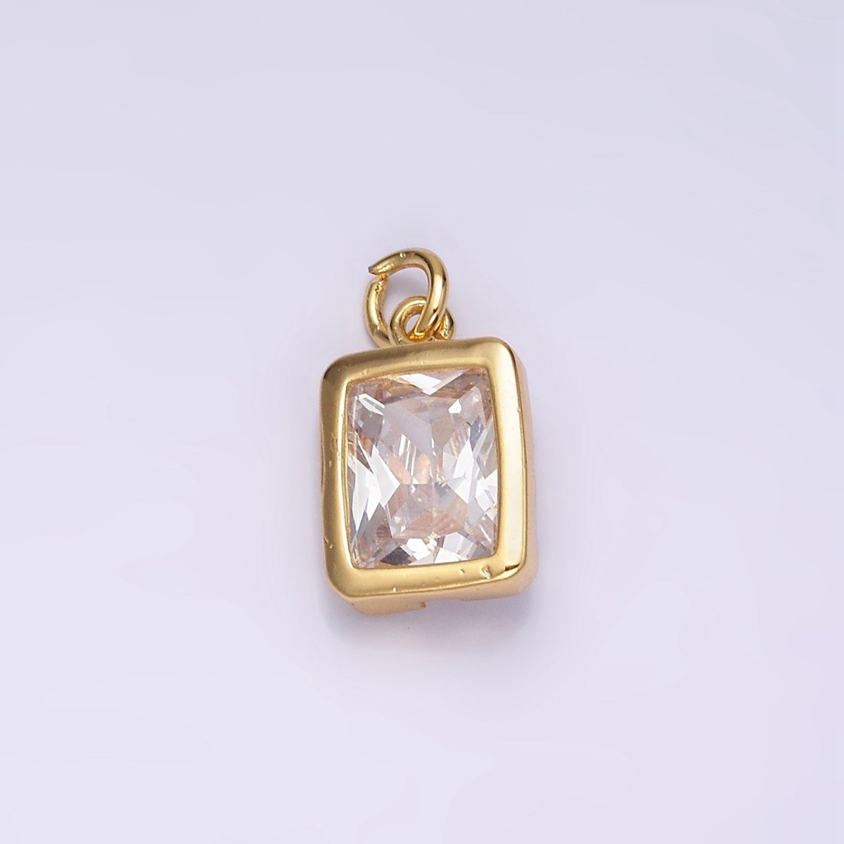 24K Gold Filled Clear CZ Baguette Bezel Add-On Charm | AC874 - DLUXCA