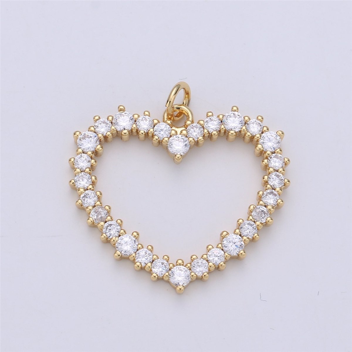 24K Gold Filled Clear CZ Heart Open Charm | C-732 - DLUXCA