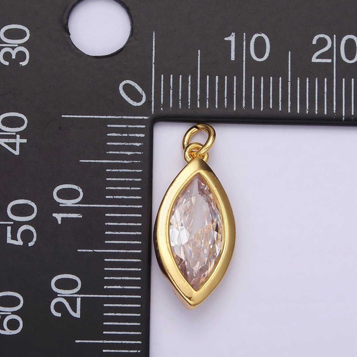 24K Gold Filled Clear CZ Marquise Bezel Add-On Charm | AC879 - DLUXCA