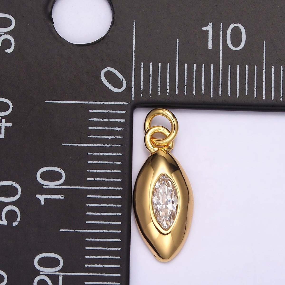 24K Gold Filled Clear CZ Marquise Bezel Charm | AC875 - DLUXCA