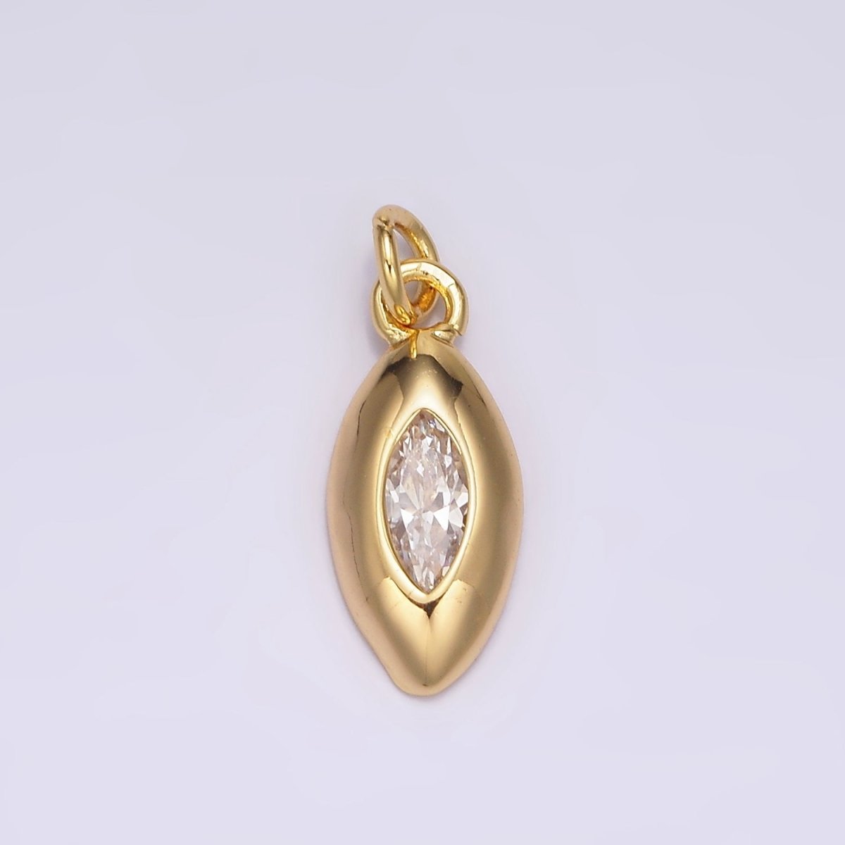 24K Gold Filled Clear CZ Marquise Bezel Charm | AC875 - DLUXCA