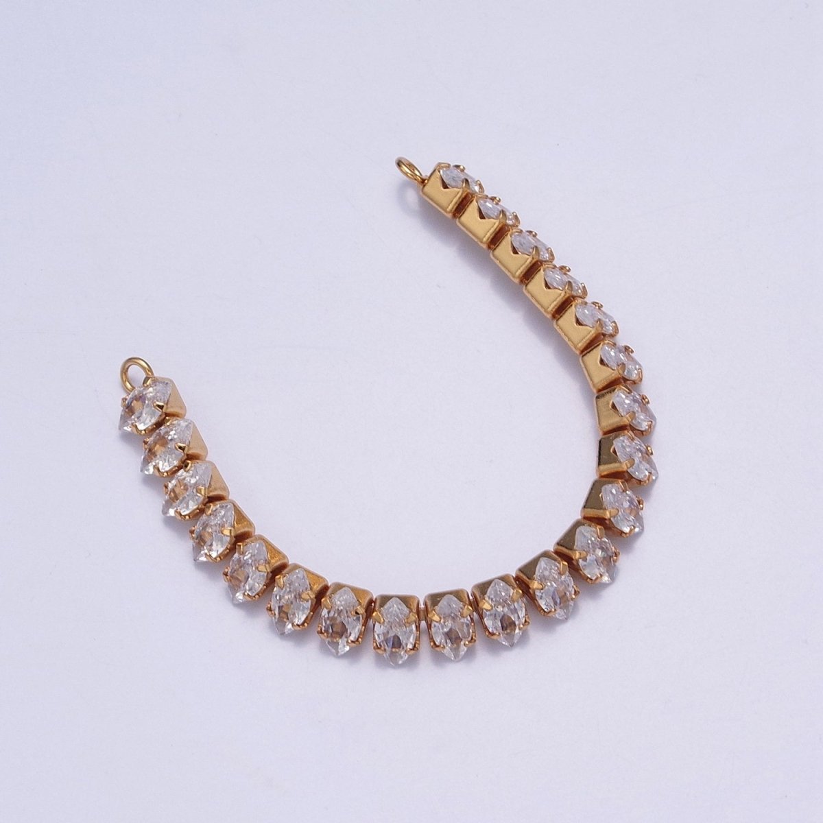 24k Gold Filled Clear CZ Marquise Paved connector Bendable Long Bar Connector for DIY Bracelet Component F-218,F-220 - DLUXCA