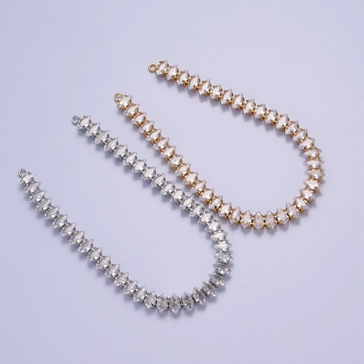 24k Gold Filled Clear CZ Marquise Paved connector Bendable Long Bar Connector for DIY Necklace Component F-222 F-244 - DLUXCA