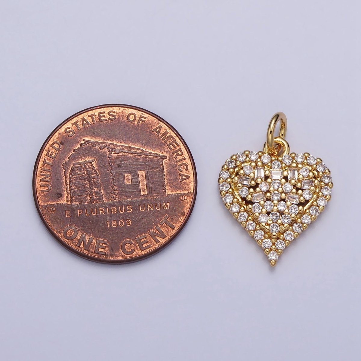 24K Gold Filled Clear CZ Micro Paved Heart Add-On Charm | AC311 - DLUXCA