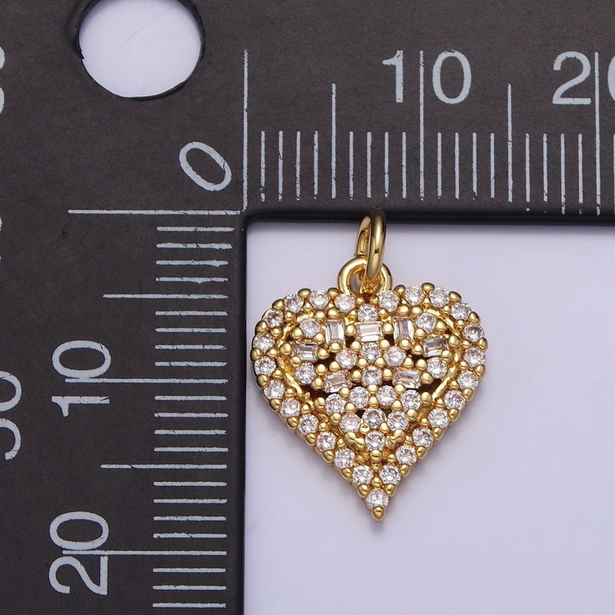 24K Gold Filled Clear CZ Micro Paved Heart Add-On Charm | AC311 - DLUXCA