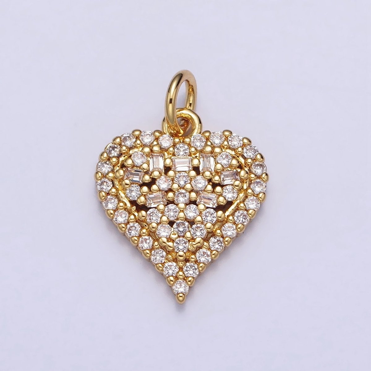 24K Gold Filled Clear CZ Micro Paved Heart Add-On Charm | AC311 - DLUXCA